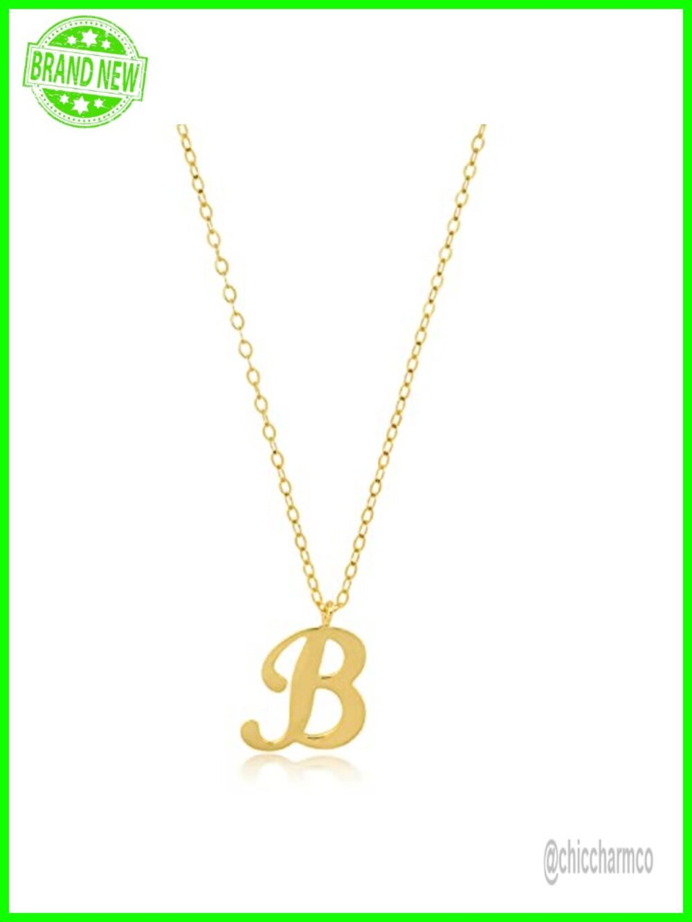 10K Solid Gold Script Initial Extendable Necklace Dainty Letter Pendant
